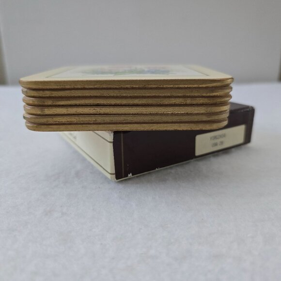 Set 6 Clover Leaf Vintage Cork Coasters 4" VIRGINIA USA Floral Elizabeth Rice - Picture 5 of 13